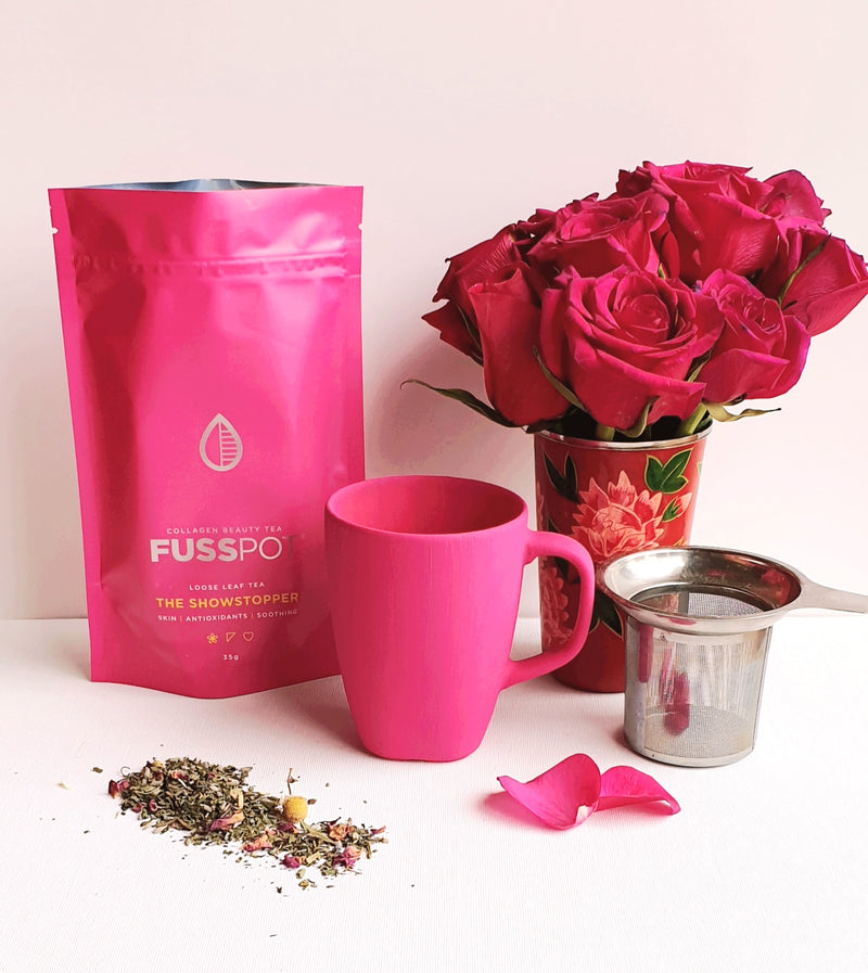 Fusspot Tea Award winning Herbal beauty tea with collagen peptides for skin