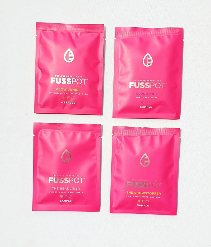 Fusspot Tea Collagen Sampler Pack with four Collagen Beauty Teas to try
