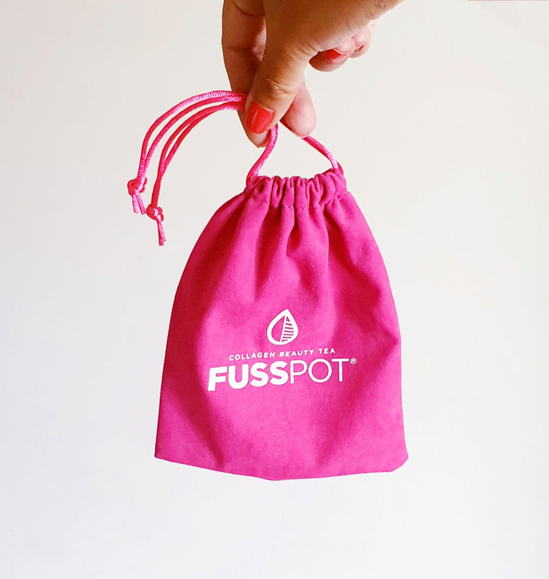 Fusspot Collagen Beauty Tea Sampler Pack with pink pouch perfect gift for her, gift for mum, birthday gift for her women