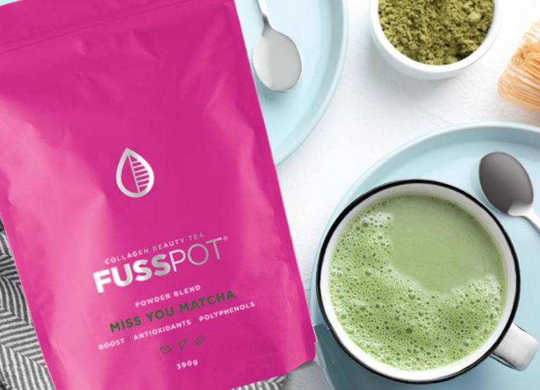 Fusspot Collagen Beauty Tea pure green organic matcha powder tea with hydrolyzed collagen peptides powder tea