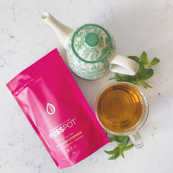 Fusspot Collagen Beauty Tea Herbal complexion tea with collagen to support skin, hair & nails